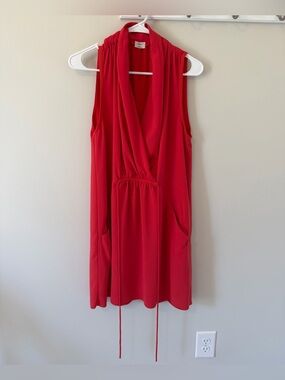 Aritzia Wilfred Sabine Mini Dress Coral Red Women’s Size Medium Faux Wrap